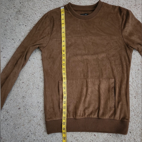 Zara Man Brown Large Pocket Sweater Size Medium Crewneck Pullover - Picture 7 of 9